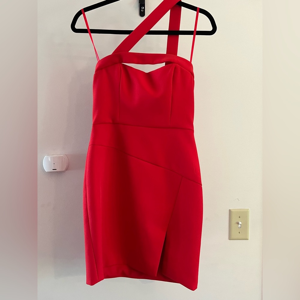 Short, body hugging red dress!